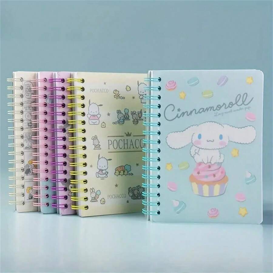 Sanrio 1pc Sanrio Cartoon Coil A6 Colorful PP Coil Book School Notepad Cute Girl Heart Notebook One Bottle60openPaper