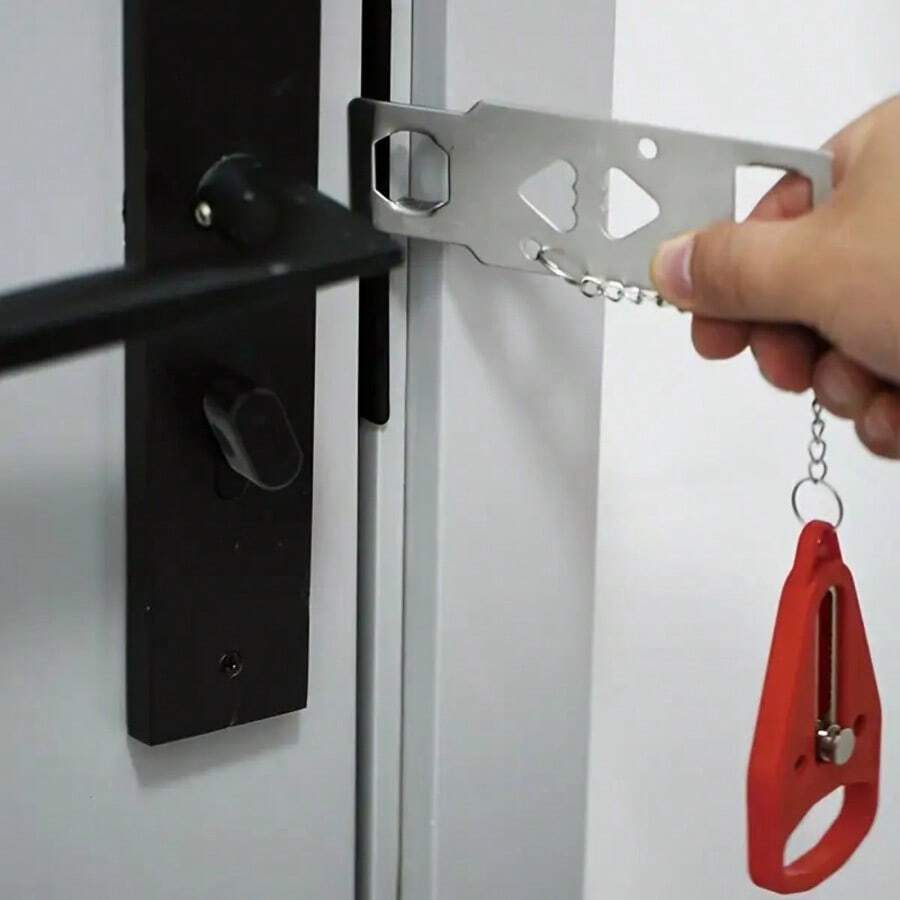 1 pezzo Fermo antifurto portatile per porta, blocco porta in metallo, fermo porta rimovibile per prevenire collisioni, sostituto di serratura manuale per viaggi, protezione personale e sicurezza alberghiera, finitura lucida
