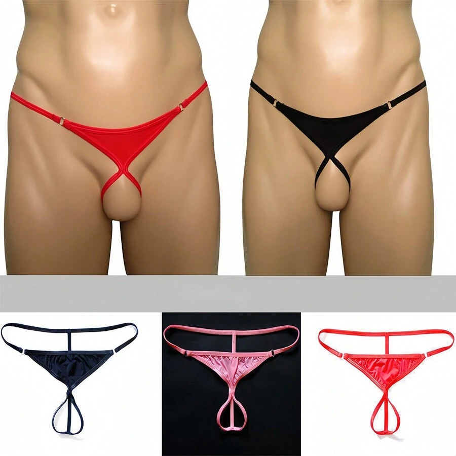 Sexy Unterwäsche, Slip mit Ausschnitt im Schritt, Herren Unterhose mit transparentem Schritt und niedriger Taille - leicht abzunehmen Sexy Dessous - Seidenunterwäsche