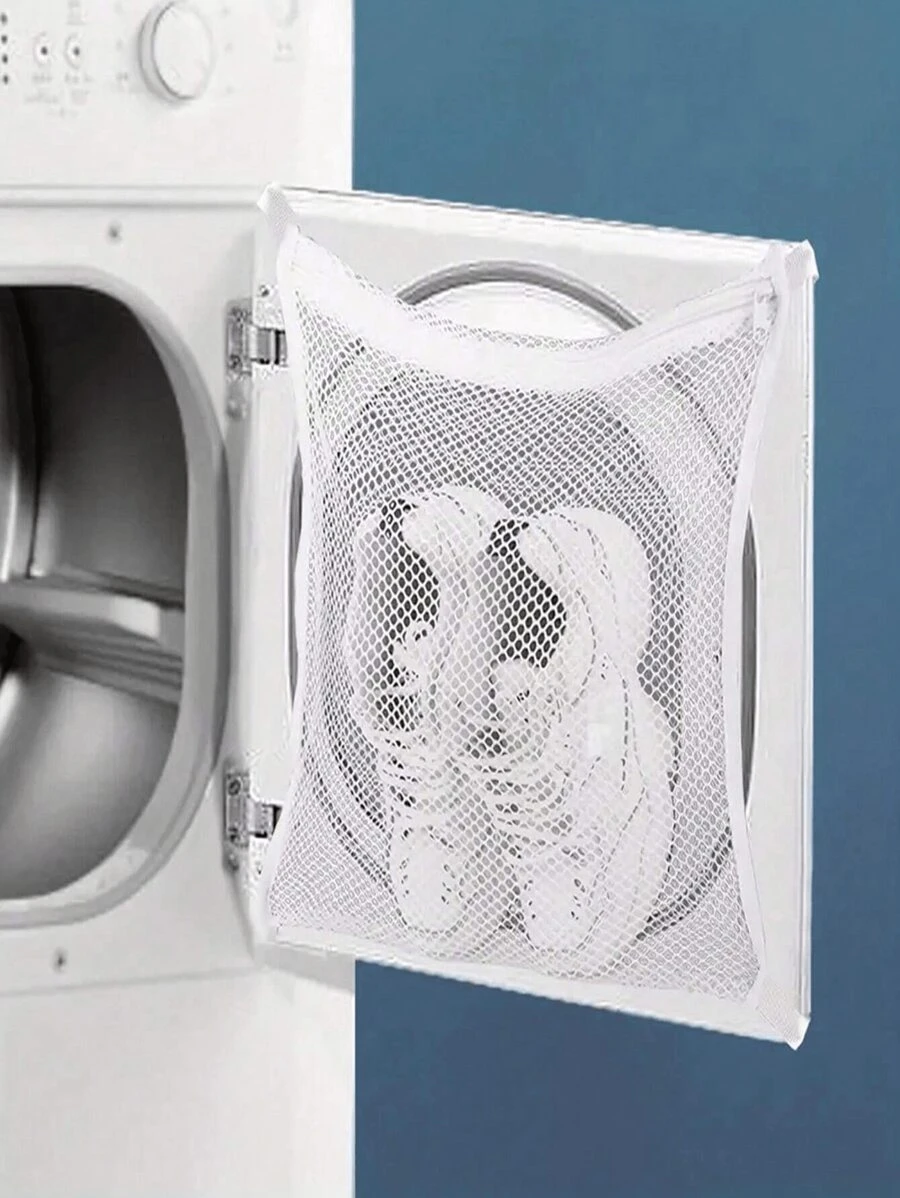 1 pièce de sac de lavage en maille réutilisable pour le séchage des chaussures, sac de laveuse et sécheuse zippé rectangulaire avec sangles ajustables, filet à mailles alvéolées pour sécher les chaussures de sport, pour les vêtements et la buanderie, sacs de lavage