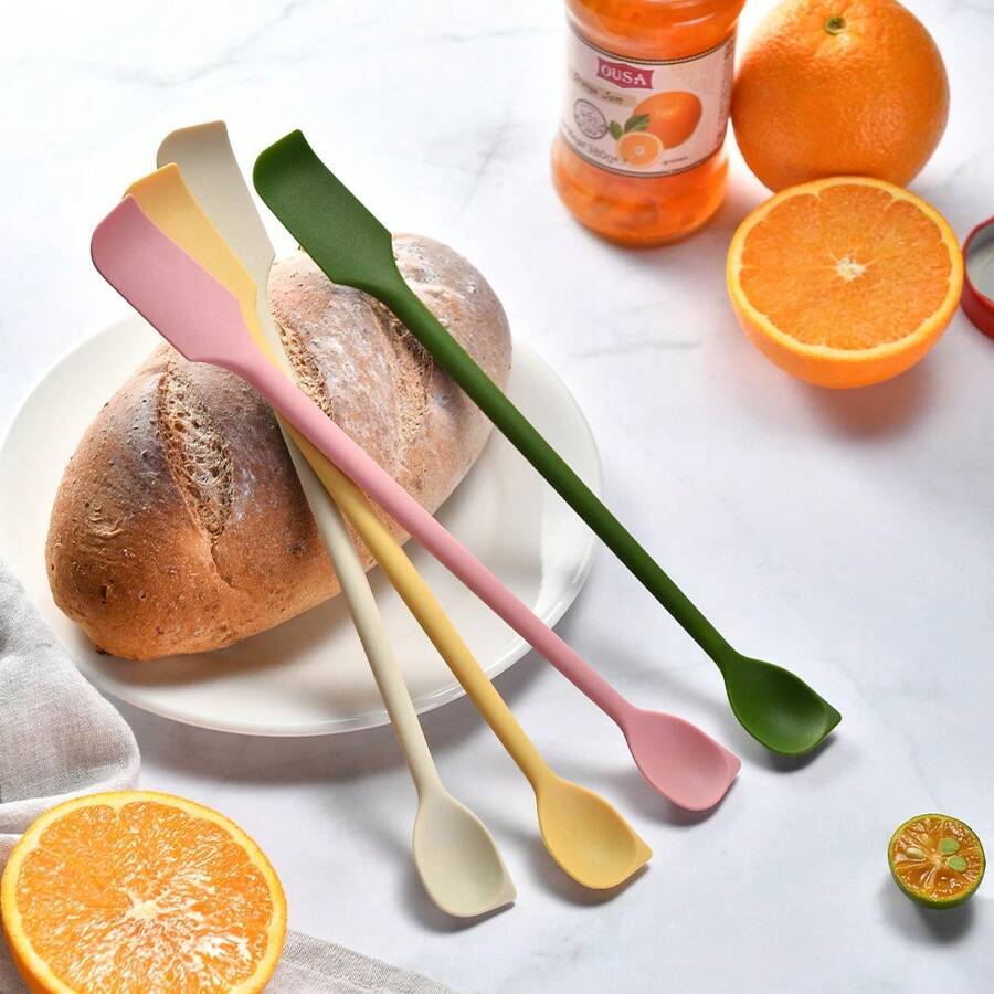 Silicone Double-Headed Scraper Spoon, Mini Makeup Cosmetic Spatula, Jam Baking Tool, Unscented Iron Silicone Bottle Transfer Scoop For Shampoo Shower Gel