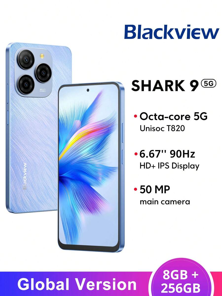 Blackview Blackview SHARK 9 Global Version 8GB+256GB Smartphone 6.67'' 90Hz Display Octa Core 5G Processor 50MP Rear Camera 18W 5000mAh Battery NFC