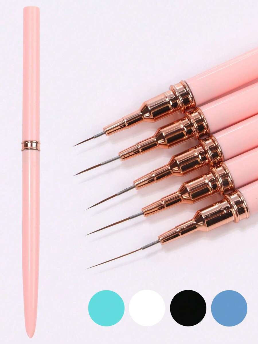 5 Pieces Nail Brush Set Clay Painting Tools Slim Line Stripe Painting UV Gel Painting Nail Design Pen Professional Nail Tools For Home Diy