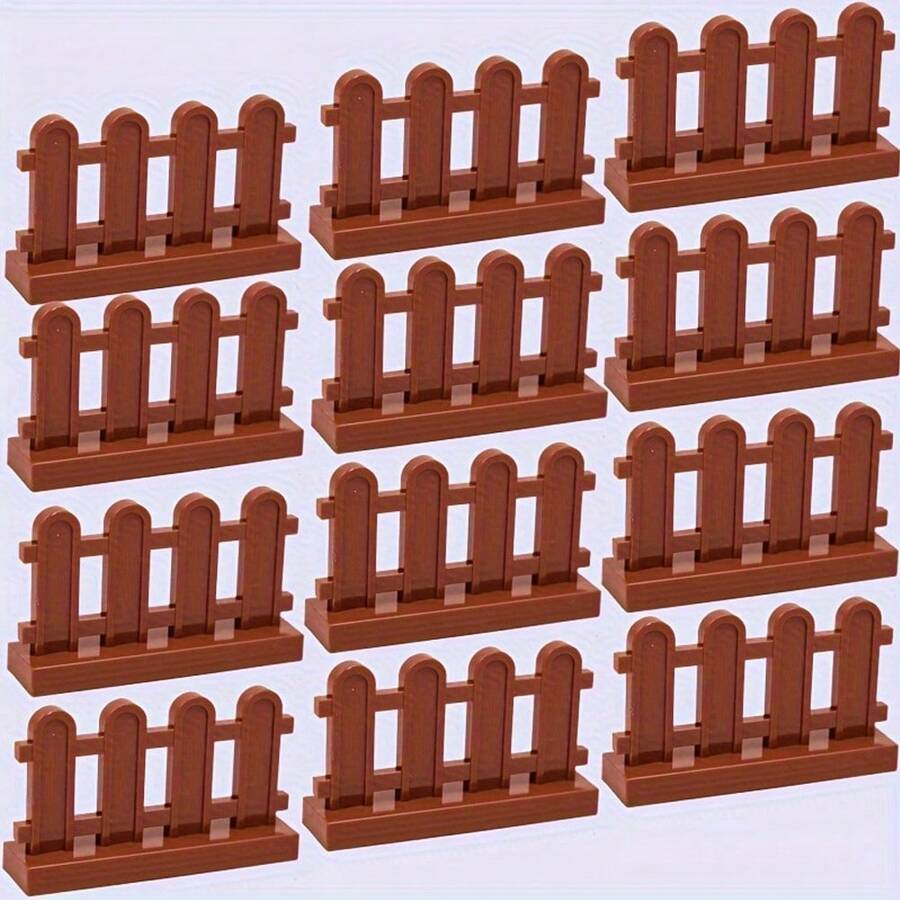 12pcs/Set Building Blocks - Farm Garden Round Arch & Fence, 1X4X2 Ranch Fence, DIY Animal Scene Play, Ideal For Christmas/Birthday Gift, 33303 Brick Elements