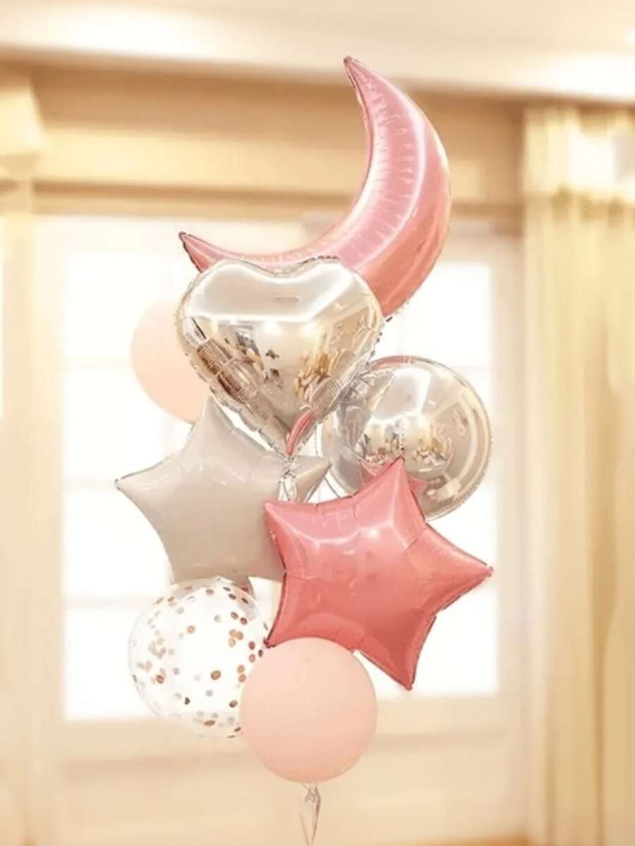 10pcs,Baby Shower Decoration, Moon Star Confetti Balloon Set, Wedding Decor, Birthday Party Decor, Anniversary Decor, Graduation Decor, Holiday Decor, Mother's Day Decor, Indoor Outdoor Decor, Home Decor, Room Decorbaby Shower Family Decorations Gifts