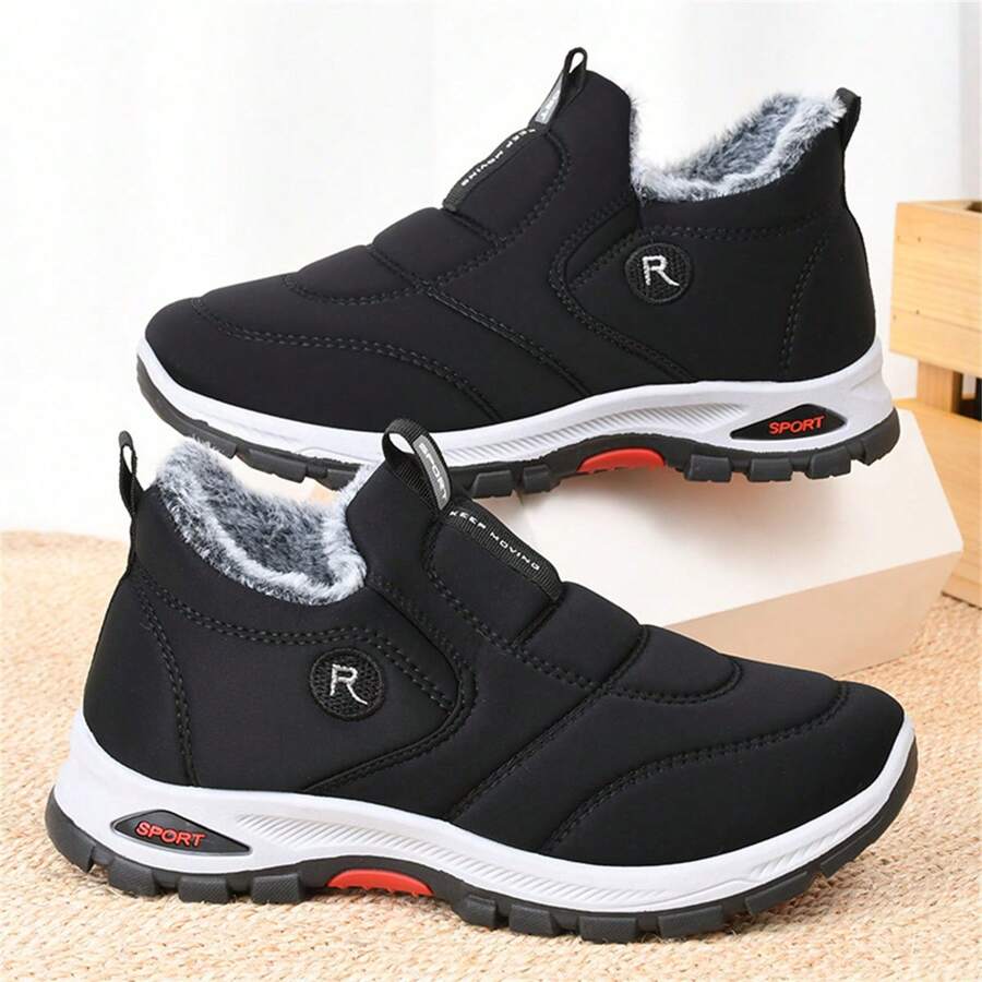 Winter New Warm Velvet Thickened Middle-Aged Sport Shoes, Lightweight Comfortable Slip-On Non-Slip Waterproof Wear-Resistant Shoes, Fashion Casual Outdoor Sports Men Shoes Snow Boots (Slight Discoloration On Soles Is Normal, Please Purchase Carefully)