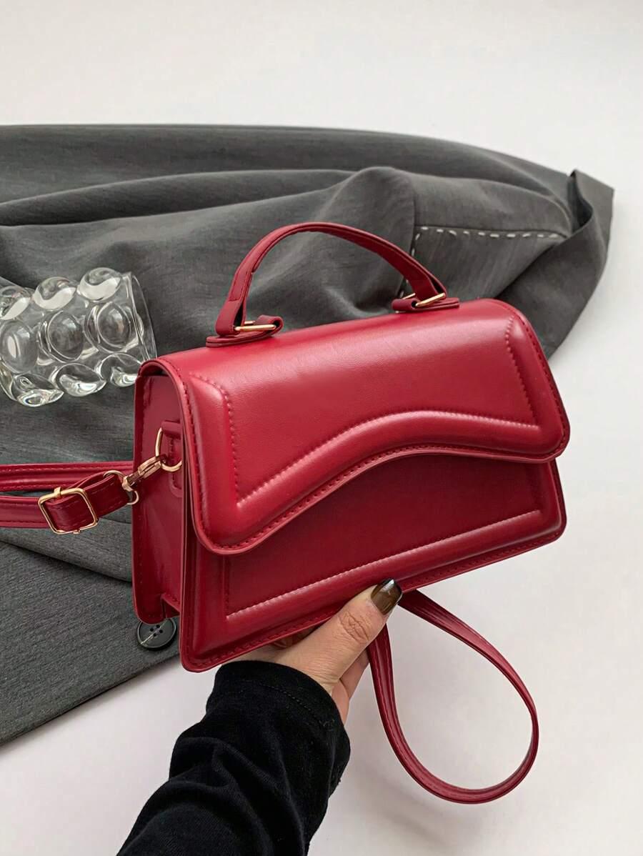 Fashionable Minimalist Solid Color Oblique Shoulder Hand-Carry Crossbody Small Square Bag For Women