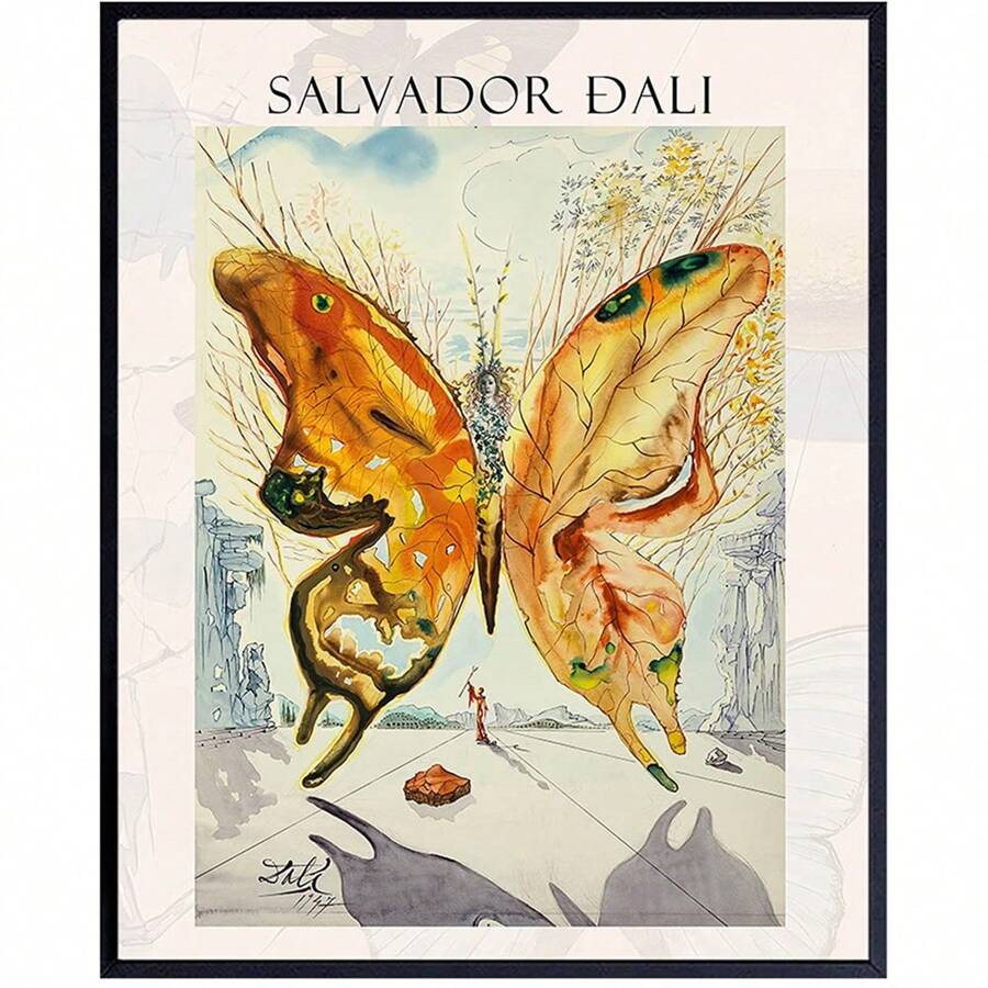 1pc Salvador Dali Wall Art & Decor Print - Gallery Wall Art - Museum Poster - Modern Surrealism Wall Art - Contemporary Wall Art - Butterfly Picture - Living Room, Bedroom - Women, Men, Housewarming Gift No Frame
