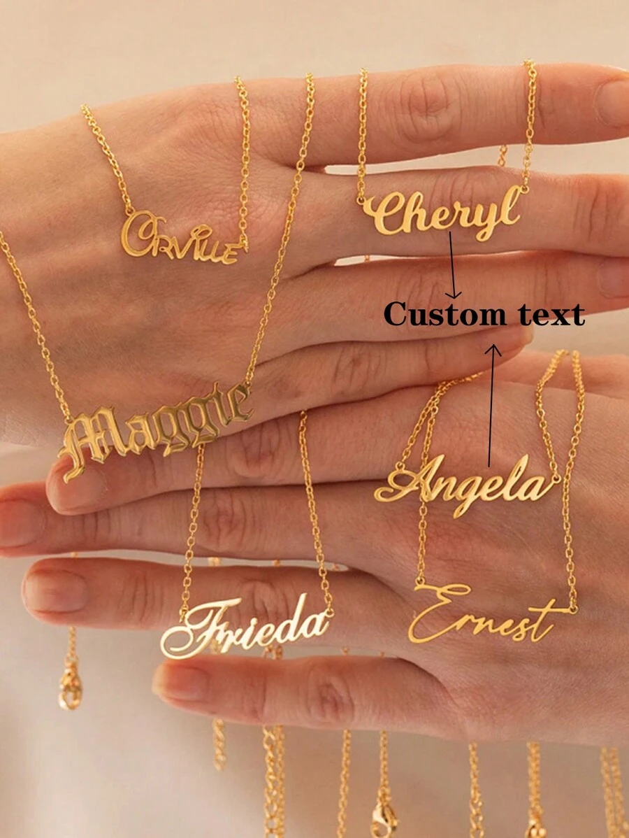 1 Pieza Collar con nombre personalizado de moda, etiqueta colgante geométrica de acero inoxidable, collar personalizado adecuado para mujeres, regalo, uso diario, confidente