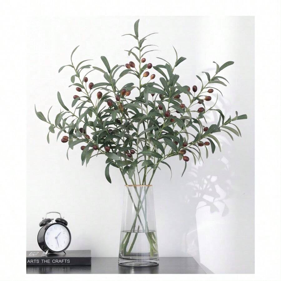 5 pezzi Ramo d'ulivo artificiale da 29,5 pollici, stelo artificiale lungo verde, foglie di ramo d'ulivo artificiale, adatto per decorazione d'ufficio, Natale, cucina, casa, matrimonio, interno