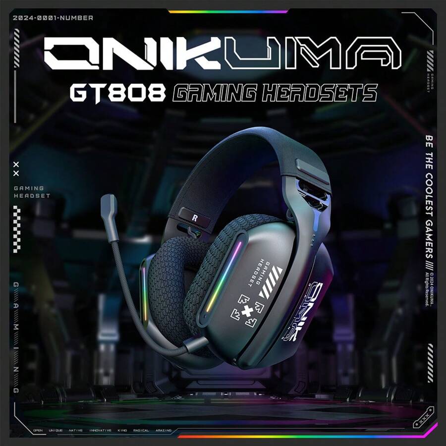 ONIKUMA ONIKUMA GT808 Black Professional Gaming Microphone Earphones, Wireless Noise-Proof Gaming Earphones, Sports Earphones