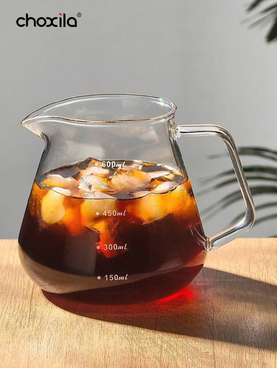 choxila إبريق قهوة بيركس الزجاجي للصب 1قطعة مع مقياس دقيق، إبريق موكا بدون غطاء، مستلزمات مدرسية للعودة إلى المدرسة