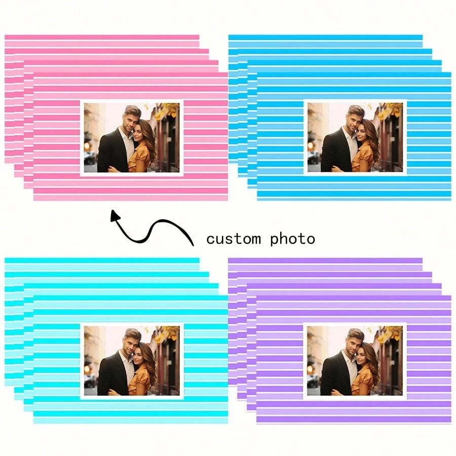 4 Stücke personalisierte Foto/Buchstaben Leinen Tischsets - hitzebeständig, waschbar Tischläufer für Catering & Partys - perfekt für Hochzeiten, Geburtstage, Jahrestage, Valentinstag - personalisierte Küche & Esszimmer Nutzung