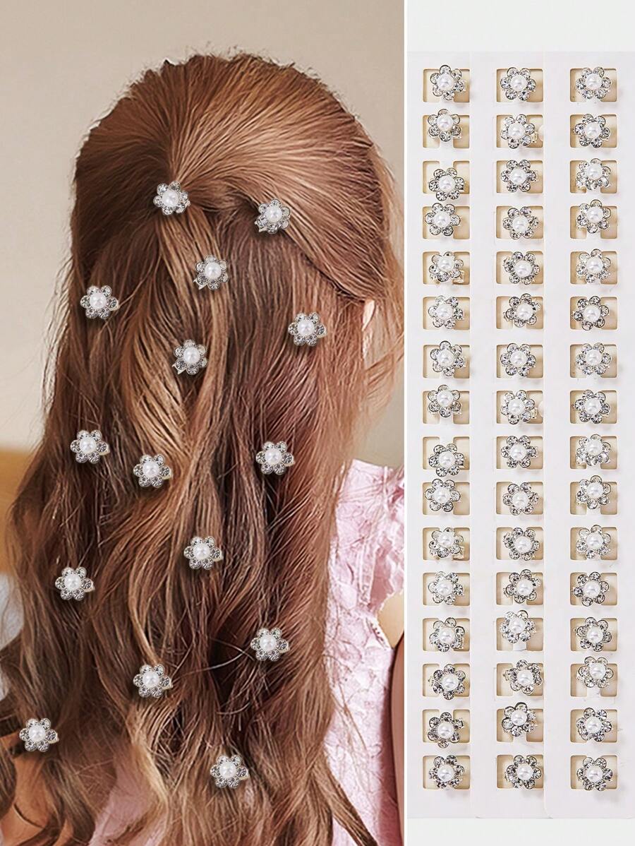 10pcs/Pack Baby Girls's Pearl Decor Cute Barrettes, European & US Style Bangs Clips, Small Hair Accessories