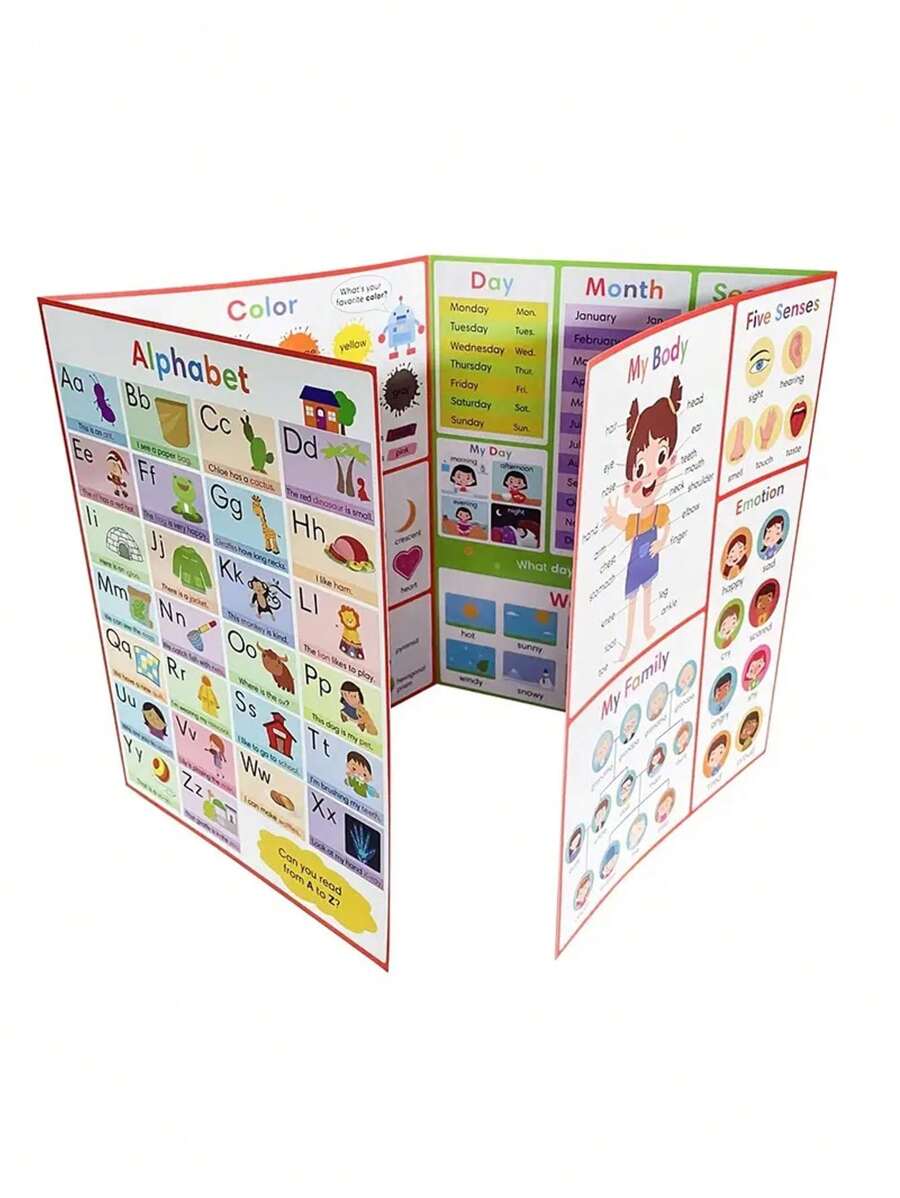 Mi primer cuadro de aprendizaje - Vocabulario en inglés, póster de aprendizaje, tarjetas flash, hoja de trabajo, alfabeto, números, frutas, verduras, juguetes educativos, decoración de pared, decoración de habitación, suministros de aprendizaje