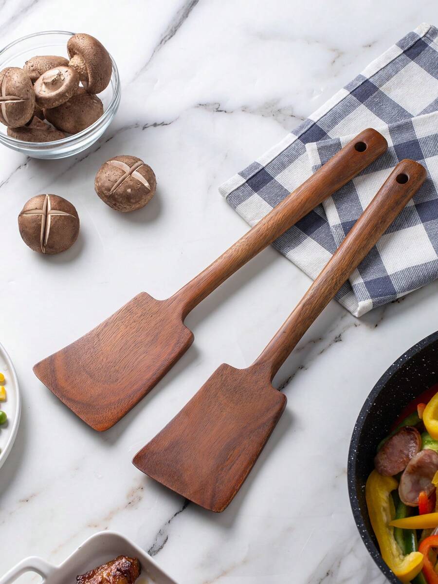 1 pieza Espátula de madera dedicada para sartén antiadherente, utensilio de cocina