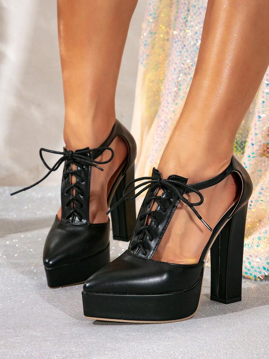 KENT WONG Women Heels Shoes Black Shoes Heels Elegant Shoes Closed Toe Shoes Comfortable Heels Cucoo Platform Heels Dress Heels Holiday Shoes Chunky Shoes Pointed Heels Elegant Shoes Fashion New Party Heels On