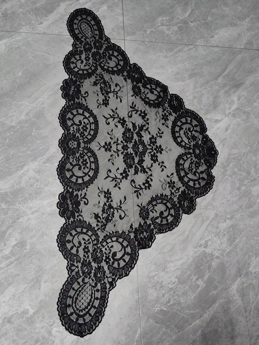 1 pezzo di merletto nero di dimensioni 120cm*58cm, bordatura decorativa per abbigliamento, copricapo, paralumi, tovaglie, orlo di abiti