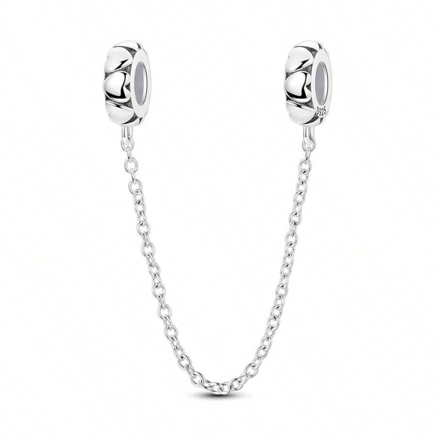 Exquisite Eternal Love Safety Chain Charm Pendant For Women's Bracelet Necklace Fine DIY 925 Sterling Silver Charms Jewelry Accessories Wedding Anniversary Gifts