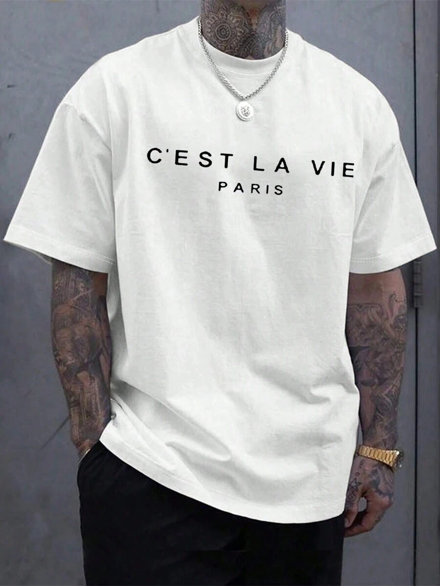 MURAMASA Hombres Camiseta algodón con estampado de slogan