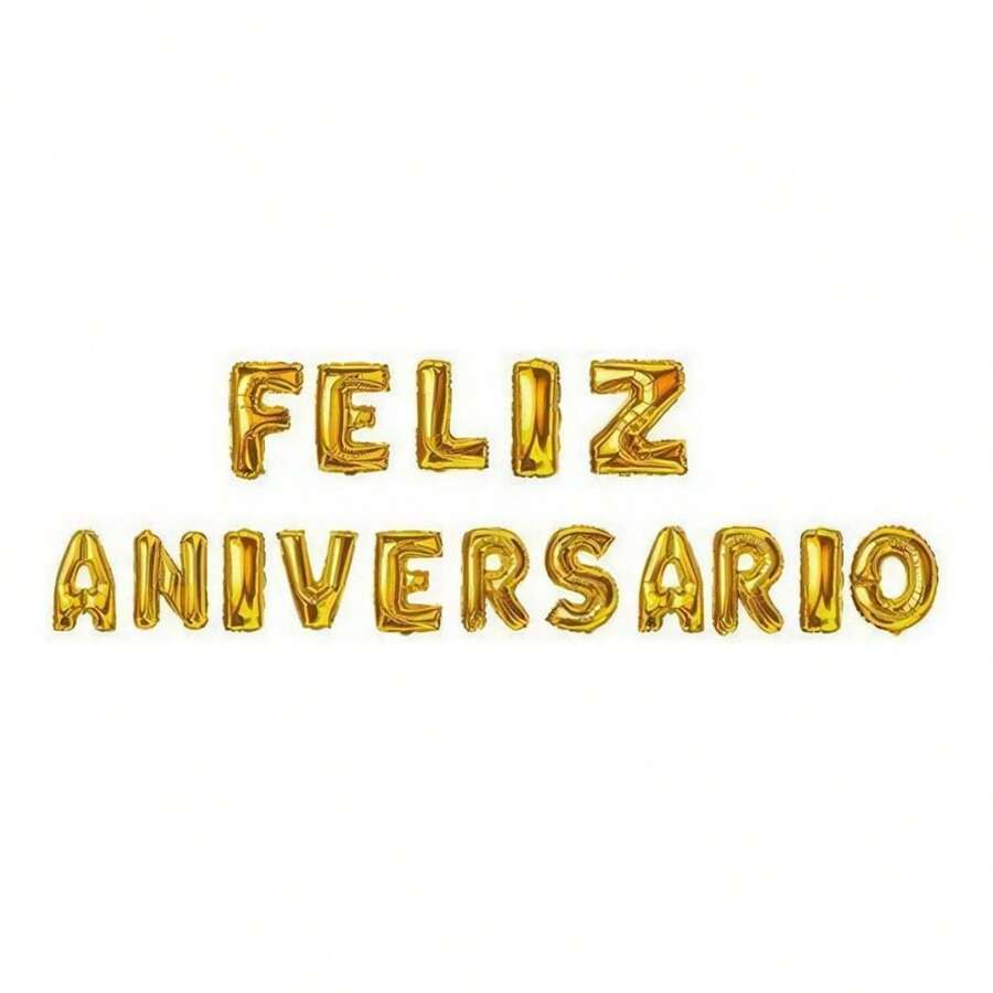 Kit 16 Balão Metalizado Festa Letras Feliz Aniversario 40CM/Dourado/Prata
