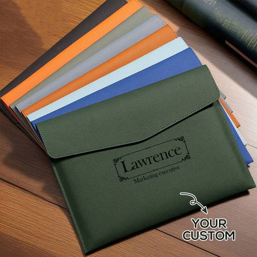 Personalized Leather File Folder, Custom Leather Document Case, Engrave Name Travel Document Organizer, A4 Document Holder, Gifts For Him Men Back To School,School Supplies
