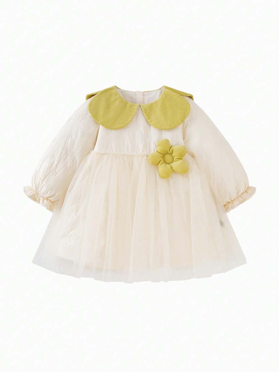 mini bala Girls' Sweet A-Line Dress Fall/Winter Princess Dress With Puff Sleeves