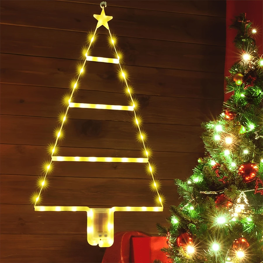 1 set kerstdecoratieverlichting, LED-kerstboomvormige verlichting, geschikt voor wanddecoratie, raamdecoratie, kamerdecoratie, woondecoratie, slaapkamer, woonkamer, verjaardagscadeau, afstudeercadeau, deurhanger - een decoratie met kerstsfeer en kerstgeest!