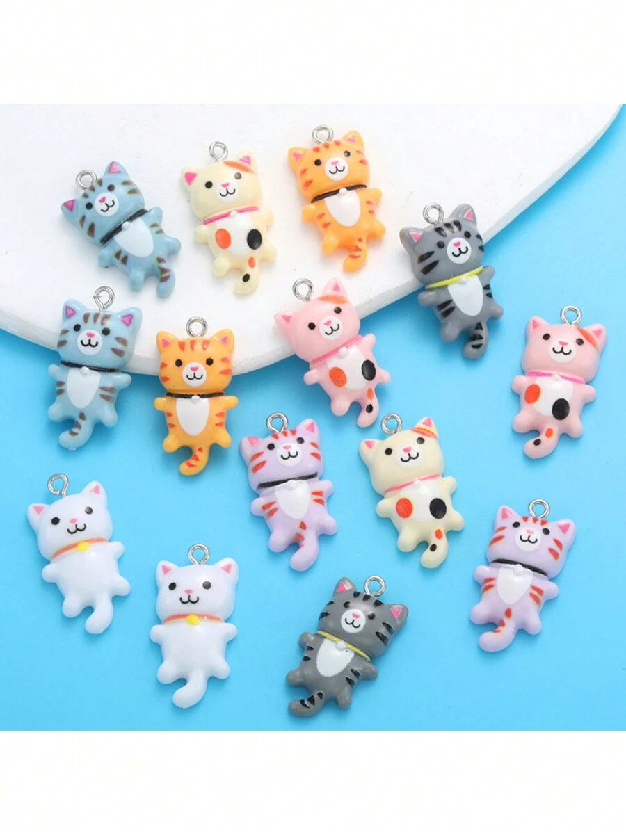 10/20 Pcs Kawaii Resina Charms Gato Animal Para Mulheres Feito À Mão DIY Fazendo Brincos Colar Pingentes Festa Jóias Descobertas 29*15mm