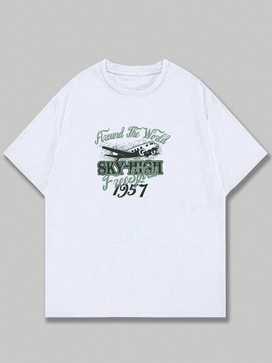 Camiseta Estilo Retro Streetwear Algodão Padrão de Texto Masculino T-shirt Premium Confortável Macio Unissex Masculino