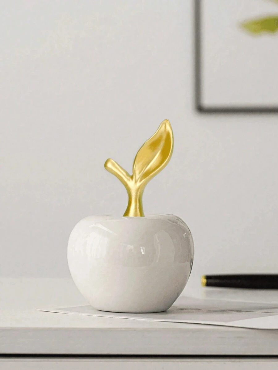 1 ornement en céramique en forme de pomme blanc, style créatif de luxe, artisanat, convient pour le bureau, la maison, la décoration. Meilleurs cadeaux