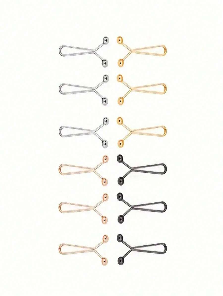 12pcs/Pack Retro Manganese Steel Hijab Clips & Pins, As-Salamu Alaikum, For Daily Wear