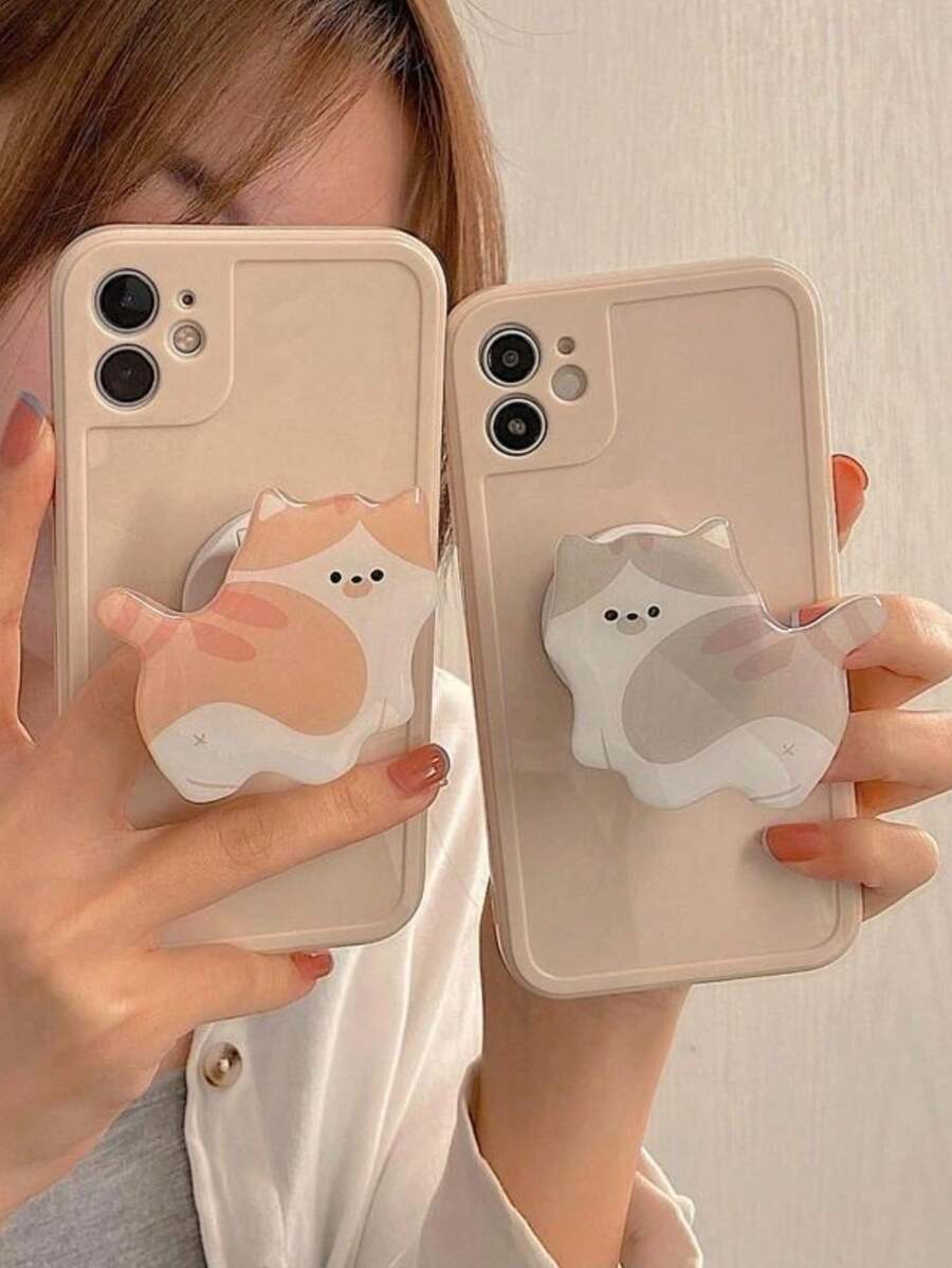1 pieza de soporte acrílico extensible para teléfono con adhesivo cuentagotas, pegatina trasera con diseño de gato adorable, compatible con iPhone y teléfonos Android, regalo para cumpleaños, familia y amigos, soporte y agarre para teléfono