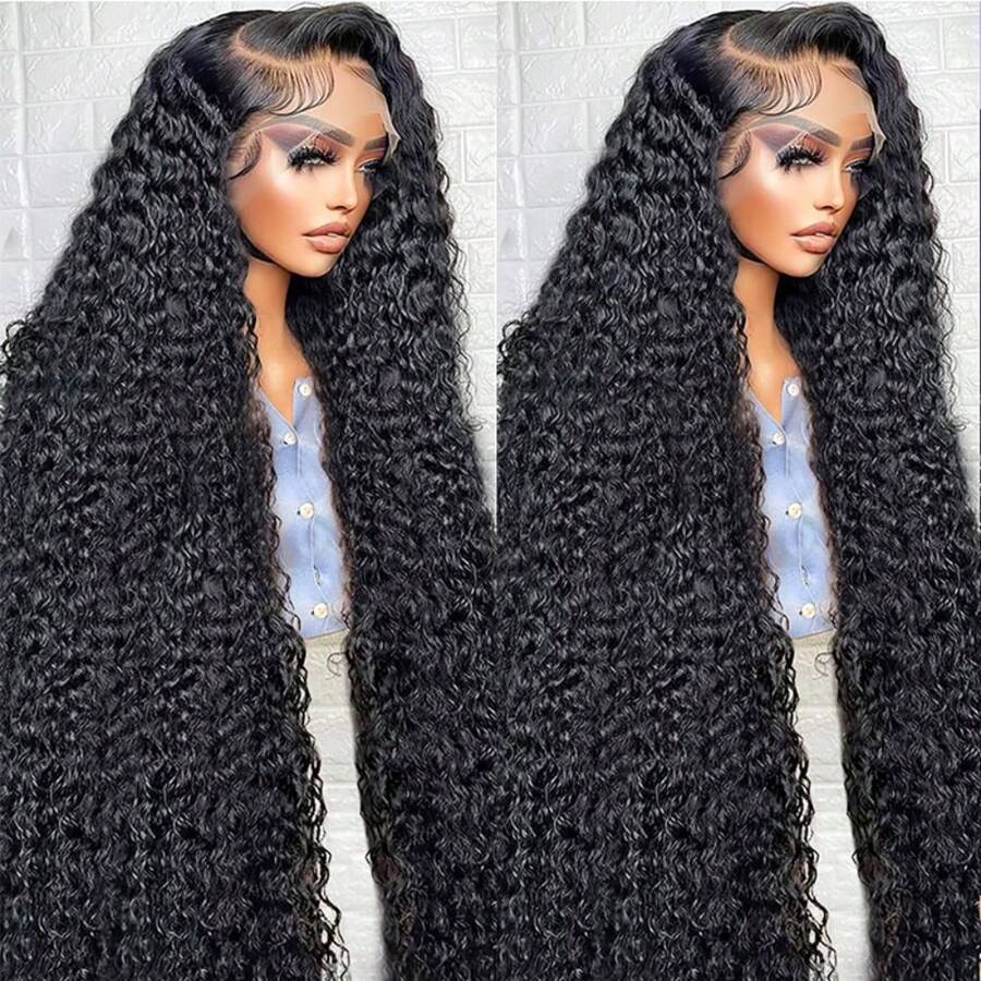 180% Ready To Wear 13x4 Deep Wave Lace Front Wigs Human Hair 13x4 HD Lace Deep Curly Glueless Frontal Wigs Human Hair Pre Plucked For Women Put On And Go Wig