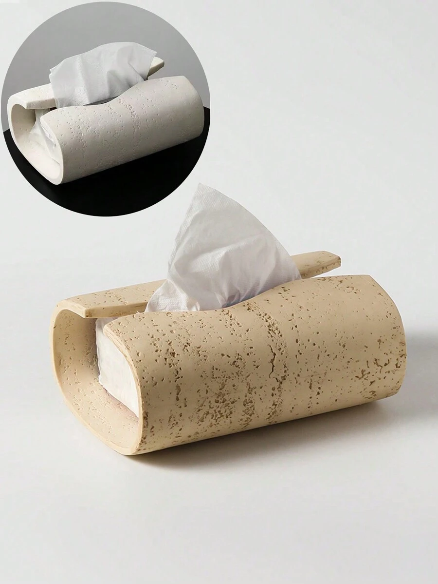 1pc Resin Tissue Box Antique Wabi-Sabi Style Dongshi Texture Tissue Box Desktop Holder Art Decoration Home Decor Gifthome Decor,School Supplies