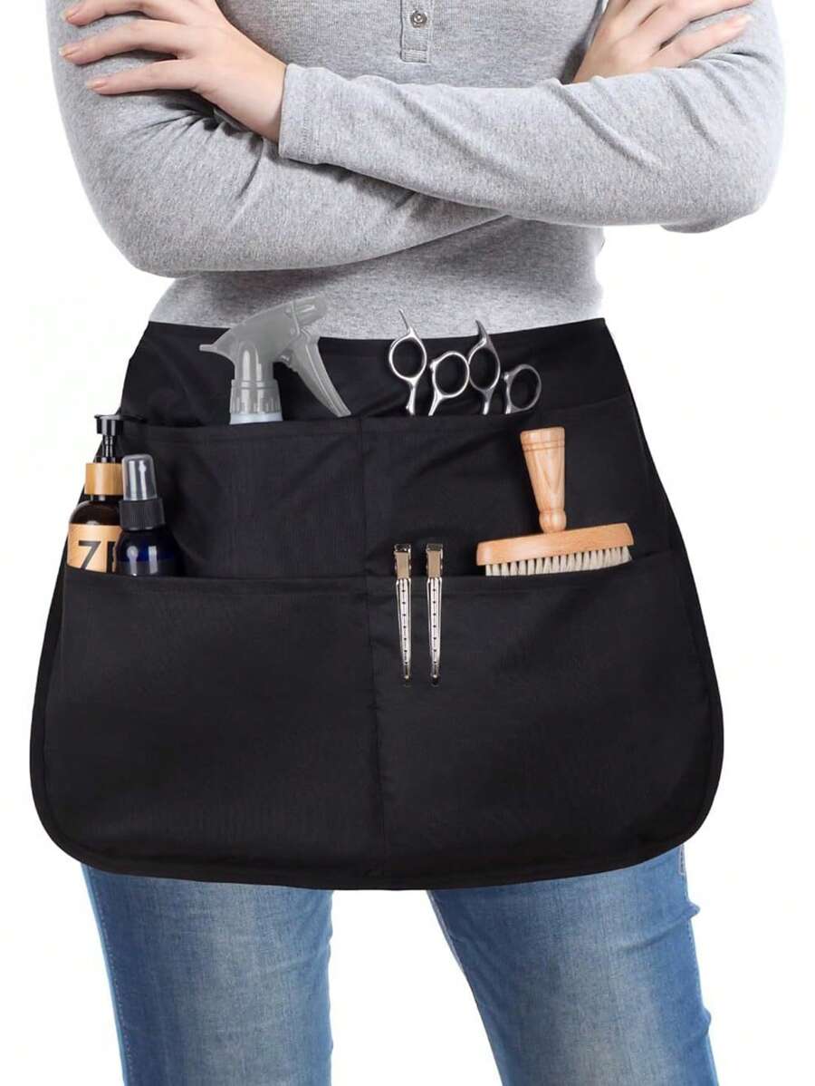 1pc Hair Stylist Tool Storage Apron, Waist Apron With Scissors Tool Pockets, Chef Apron, Garden Work Half Apron, Cosmetology Tool Waist Bag,Hair Tools,Hair Products And Accessories For Barber Salon Beauty Travel Essentials