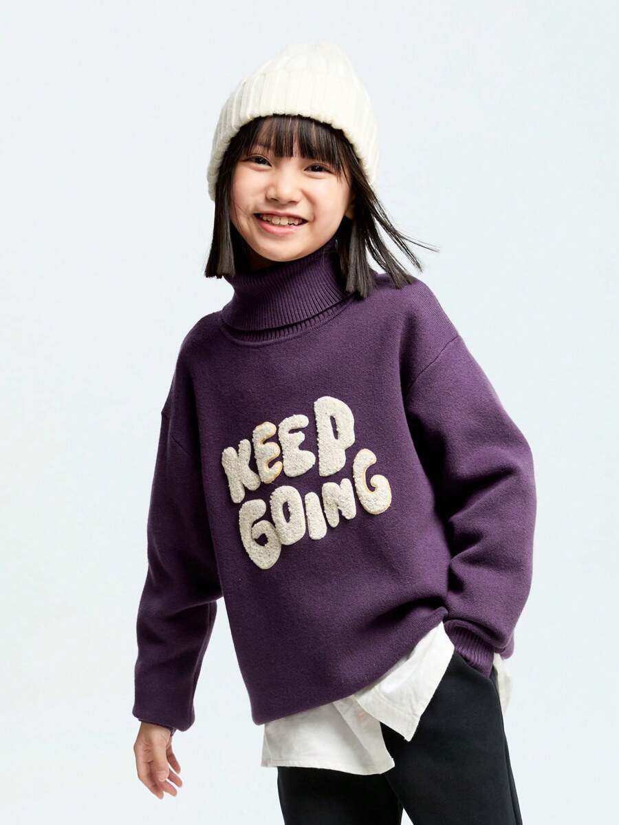 Annil Vêtements pour enfants garçons et filles. Pull à col roulé Top pour l'hiver. Décontracté, brodé, chaud.
