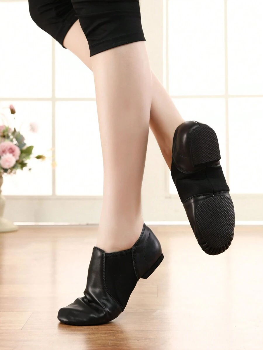 Soft Leather Jazz Shoes, Lightweight Black Flat Shoes, Ballet Shoes, Yoga Shoes, Unisex Dance Shoes