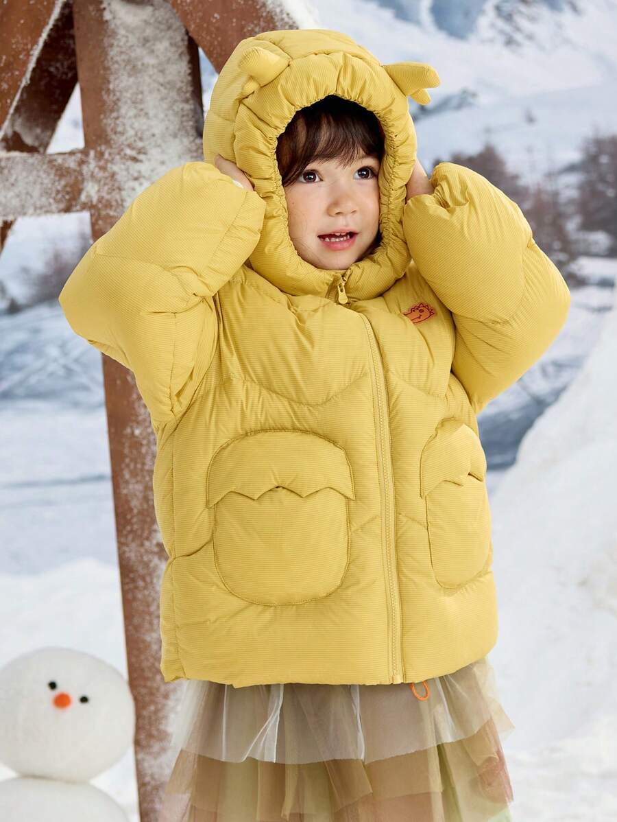 Balabala Boys' & Girls' Thick Puffer Jacket Cute Hooded Outerwear For Winter 2024