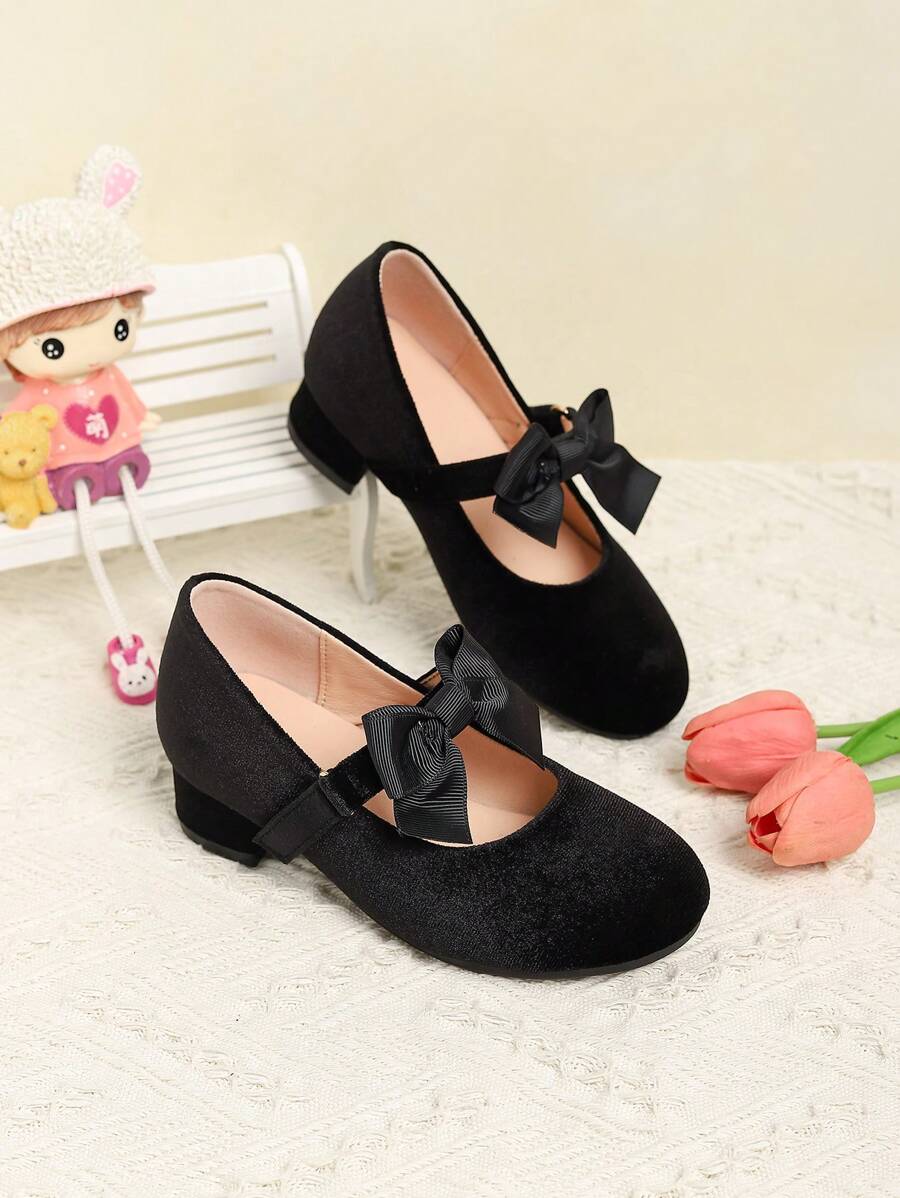 1 Pair New Fashion High Heeled Shoes For Little Girls, Suitable For Party, Wedding, Dance Performance, Outdoor Casual Wear, Fit For Autumn And Winter