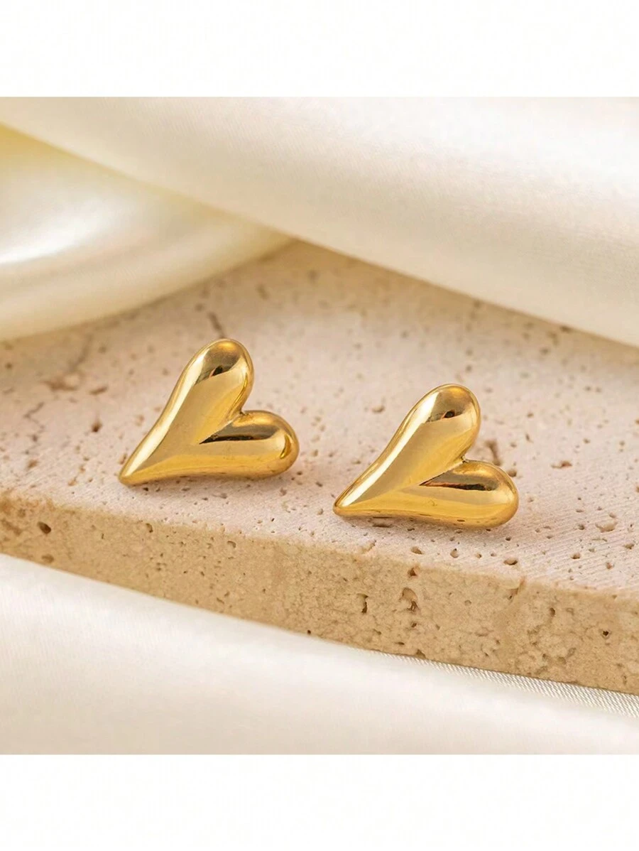 Transfrontalier En Gros Européen Et Américain Style 18K Plaqué or En Acier Inoxydable Femme Boucles D'oreilles Avec Doré Design Cœur Pendentif , Femme Mode Bijou