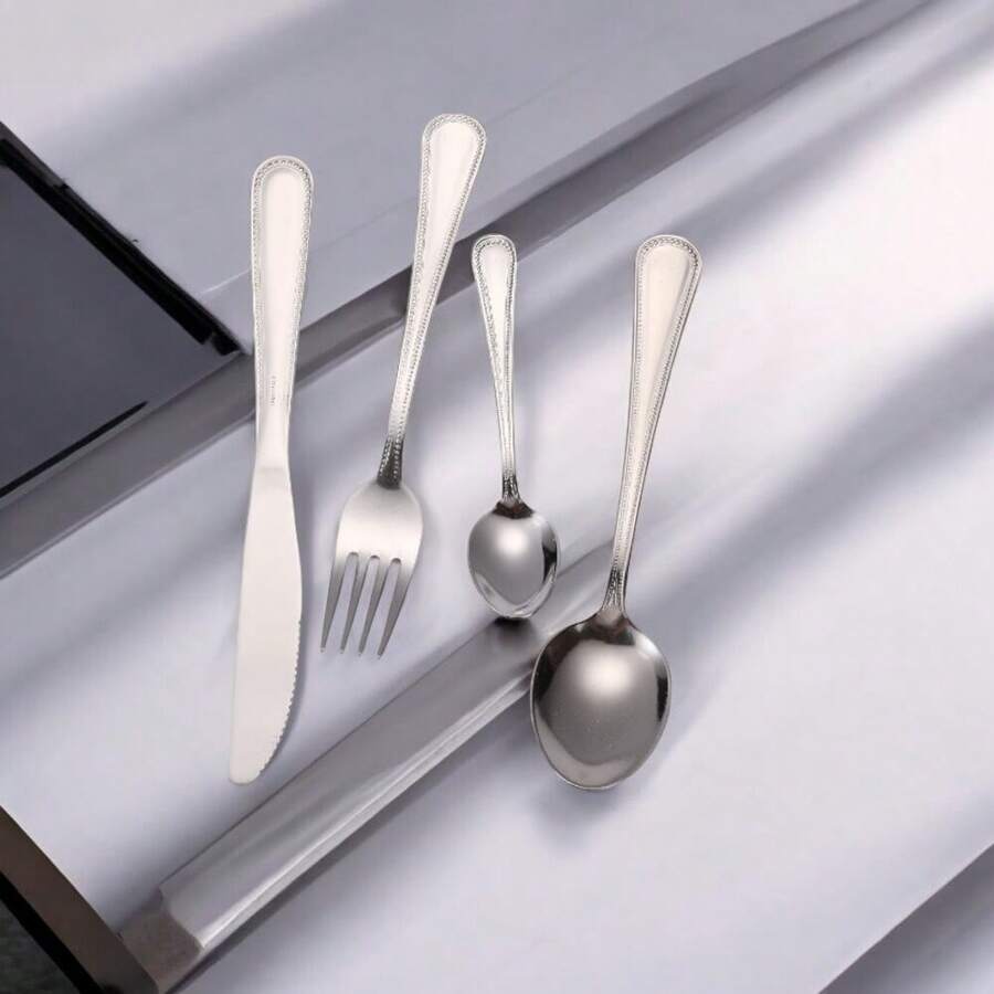 Juego de cubiertos de acero inoxidable de 4 a 20 piezas: elegante juego de cubiertos con tenedores, cucharas y cuchillos, ideal para el hogar, restaurantes y ocasiones especiales.