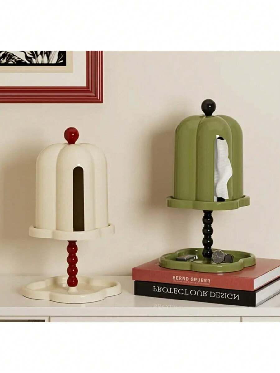 1pc Vintage Round Plastic Tissue Box, Presente Romântico de Dia dos Namorados, Porta-lenços para Casa, Cozinha, Banheiro, Sala de Estar, Quarto, Suprimentos para Banheiro