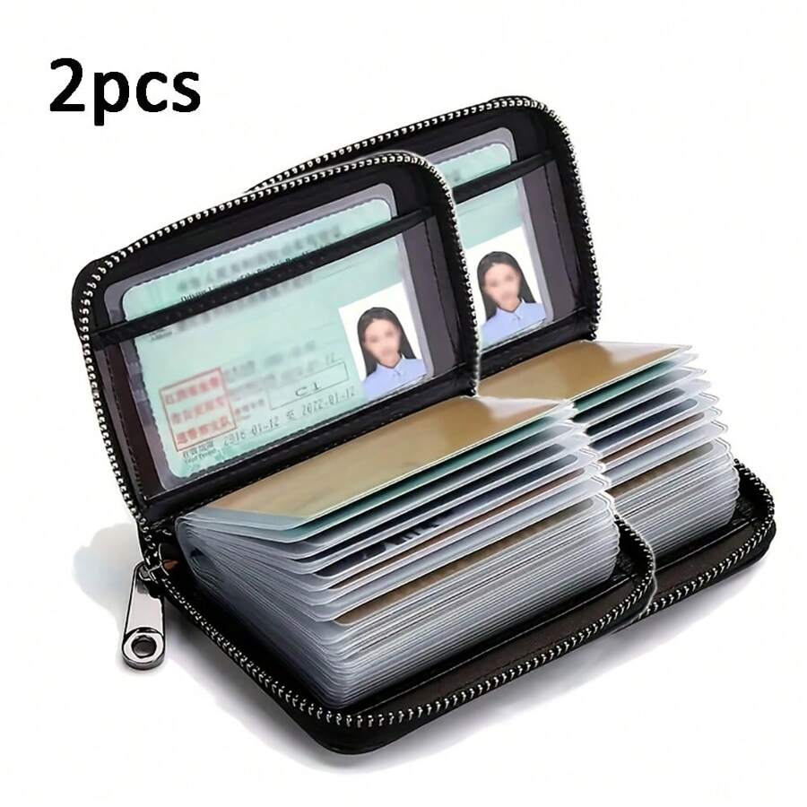 PU Leather Card Holder, Zipper Wallet With 20 Card Slots, Perfect For Travel And Daily Use, Ideal Gift For Men, Suitable For Gifting, As A Present For Loved Ones, Birthday Gift