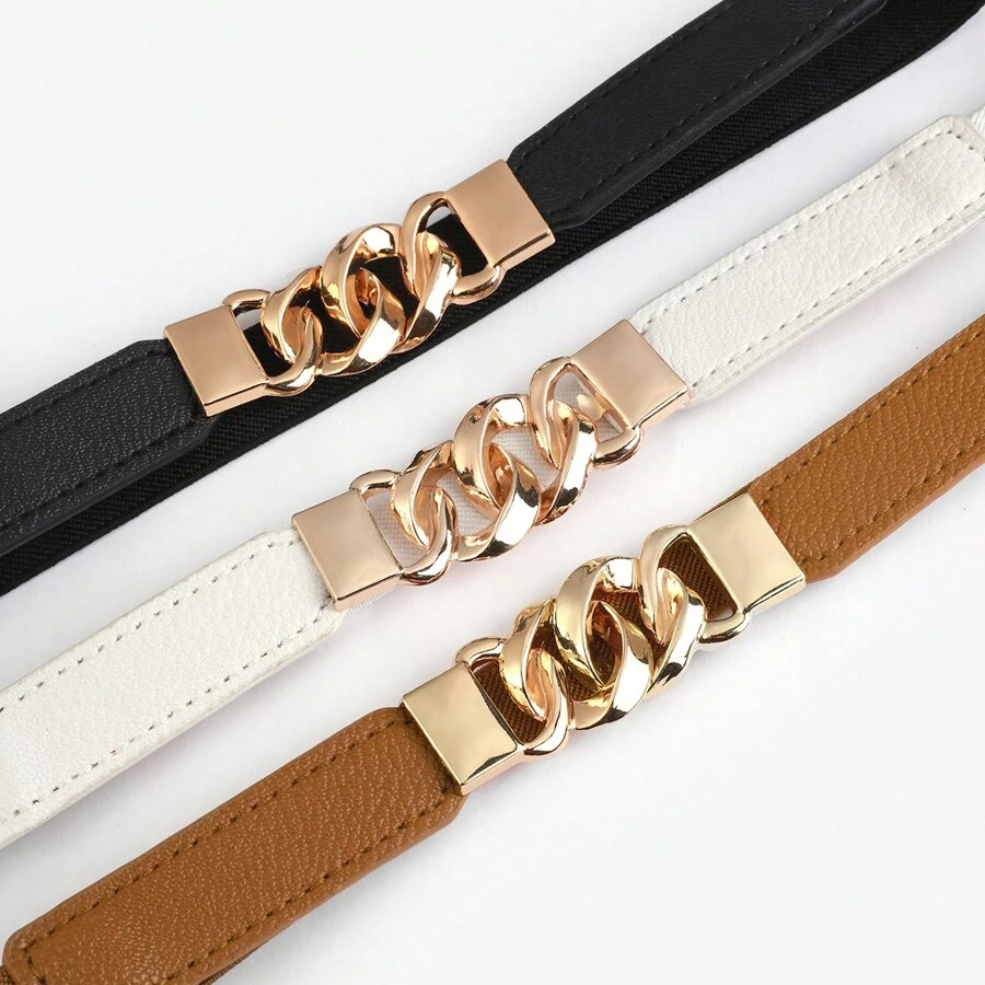3pcs/Set Women Elastic Waistband - Pearl Clasp Slim Waist Belt, Bowknot Stretch Waist Belt, Fashion Versatile Dress Sweater Coat Waist Belt, Women Alloy Buckle Waist Belt