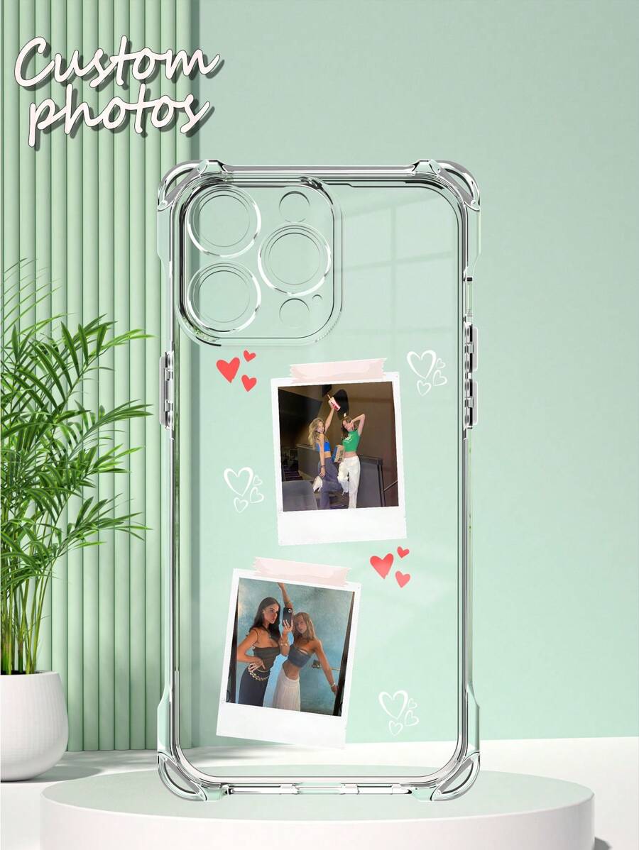 Apple 1pc Customized Phone Case, Compatible With Iphone 15/14 Plus/13 Pro/12 Pro Max/11, Can Be Customized With Personal, Couple, Family, Friend Photos, Transparent Anti-Fall, Scratch-Resistant, Fingerprint-Proof TPU Soft Protective Cover, Reasonable Choice For Individual, Partner, Family, Friend, Classmate, Birthday, Anniversary Gift