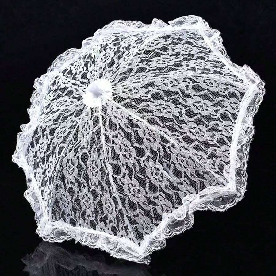 1pc Random Floral Pattern Photography Studio Prop Umbrella, Lace & Flower Design, Small Size Wedding Decor Craft Umbrella Summer Cooling,Beach,Travel