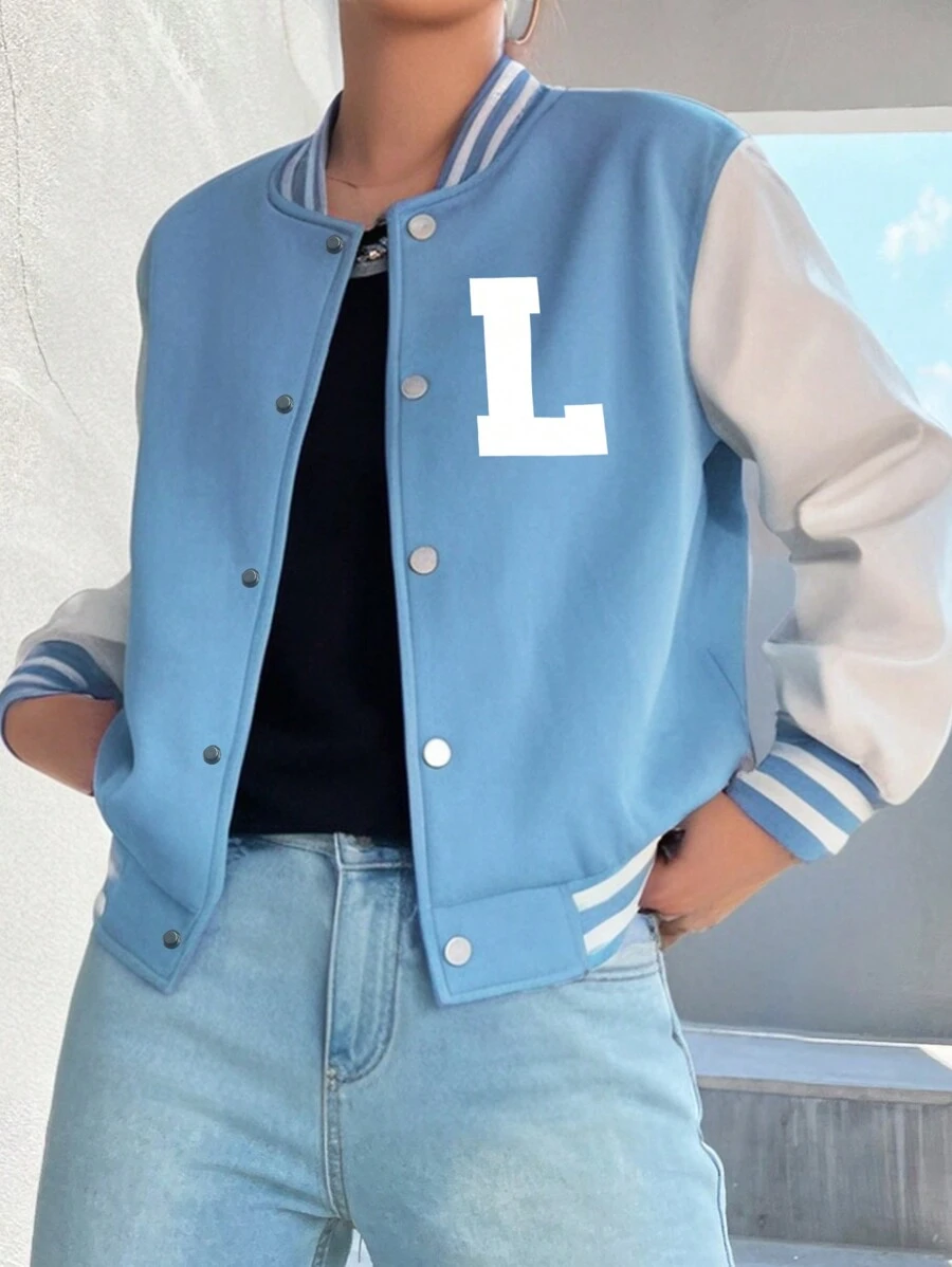 1pc Tween Girl Casual Workout Retro Solid Color Fleece Cardigan, Baseball Style, Spring/Autumn/Winter