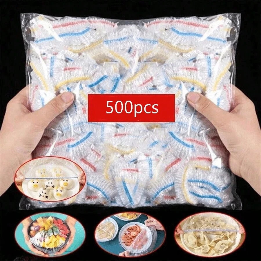 50/100/200/300/500 pezzi di pellicola trasparente colorata monouso, copertura per alimenti, sacchetti di plastica per mantenere freschi frutta e verdura, accessori per la cucina, adatti per uso esterno e campeggio