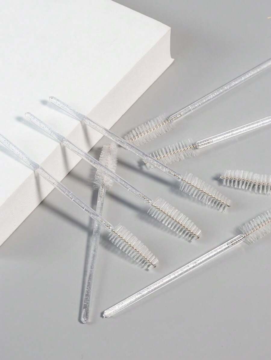 25pcs Disposable Mascara Wands, White Black And Pink Wand Set,Crystal Shiny ABS Plastic Rod,Eyebrows Eyelash Cleaning And Comb Brush Eyelash Extension Makeup Tools Suitable For All Skin Types